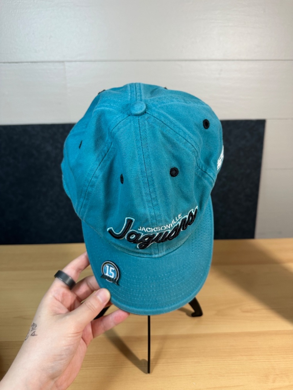2009 Reebok Jacksonville Jaguars 15th Season Logo Teal Blue Strapback Hat Cap - Picture 2 of 11